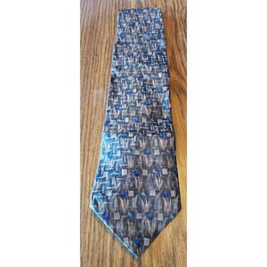Croft and Barrow Floral Geometric Pattern Bronze Silk Necktie